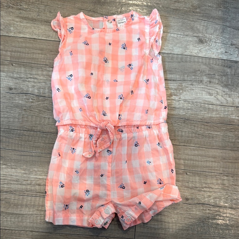 Carter's Peach Checkered Kids Romper
